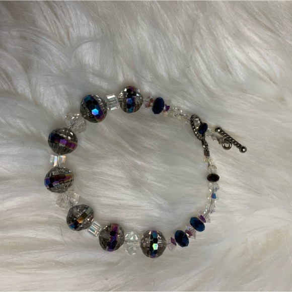 Handmade in New Mexico beaded crystal bracelet clear/multicolored - Picture 4 of 7